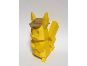 low-poly detective pikachu sombrero esculturas 3d print model - Mito3D