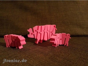 flexi artikuliert Ferkel-Kind-Schwein Tiere flexibel piggy 3d print model - Mito3D
