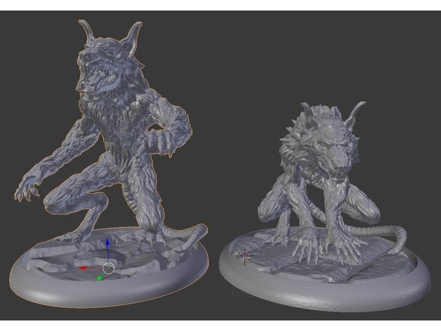 wererat yaratıklar 28 mm dnd 3D print model - Mito3D