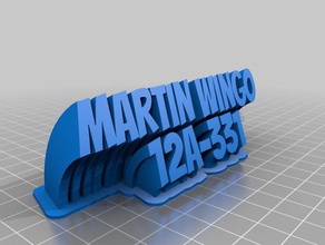 meu personalizados varrendo 2-linha de placa com o nome martin wingo office 3d print model - Mito3D