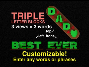 customizable triple letter blocks ambigram signs logos 3dlettering customizer fathers day illusion monogram mothers 3d print model - Mito3D