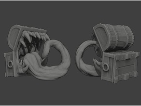 mimic toothy treasure chest d&d miniature toys games 28mm 54mm creature dd dnd dungeon dungeons dragons monster pathfinder shapechanger tabletop gaming teeth 3d print model - Mito3D