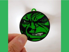 llavero hulk art 3dlito avengers coaster key keychain relief relieve 3d print model - Mito3D