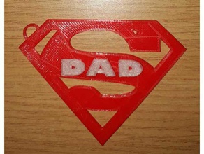 super dad keyring fathers day 3d printing superman 3d print model - Mito3D