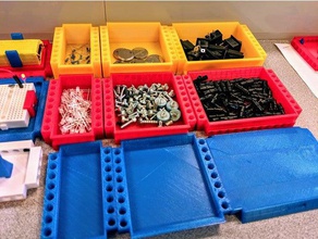 modular storage tray lego technic compatible containers component diy electronics box small parts 3d print model - Mito3D