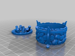 large stone brazier bonfire tea light 28mm gaming fixed buildings structures 3d print model - Mito3D