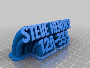 meu personalizados varrendo 2-linha de placa com o nome steve hendry office 3d print model - Mito3D