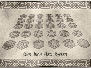 1 inch hexagonal bases x30 dungeons & dragons warhammer tabletop miniatures dd fantasy hex pocket tactics rpg tiles 40k 3d print model - Mito3D