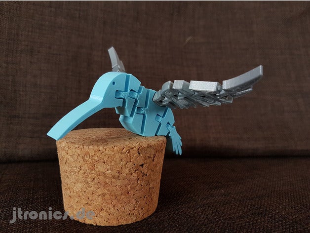 flexi articulado colibrí a los animales animal articulados de aves flex flexible alas 3D print model - Mito3D