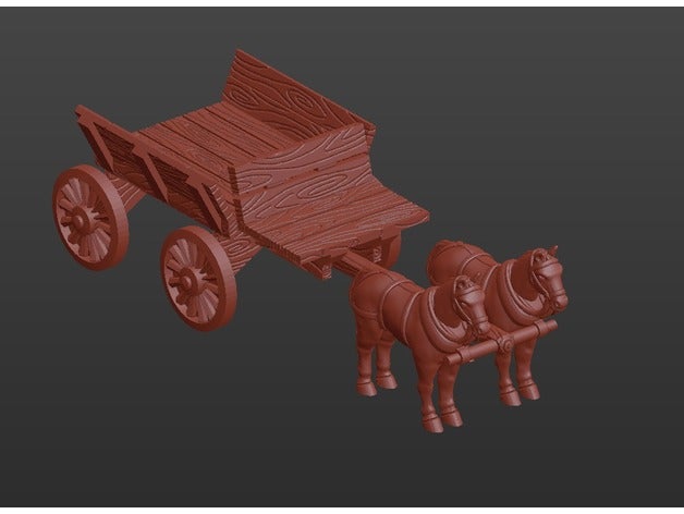 horse-pulled wagon 3D print model - Mito3D