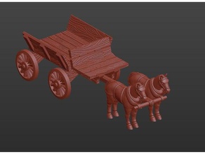 horse-pulled wagon 3d print model - Mito3D