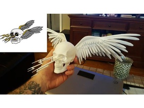 flying lighting skull signs & logos 3d print model - Mito3D