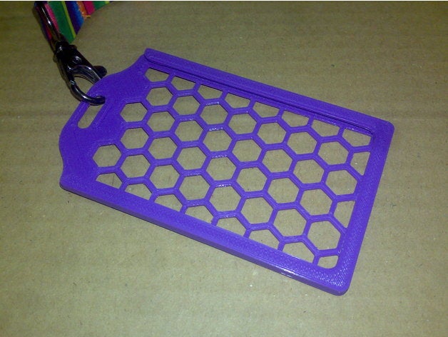 hexagon id card holder office badge lanyard 3D print model - Mito3D