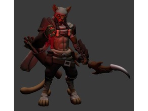 tabaxi blood hunter miniature 3dprintable dungeons dragons fighter ranger tabletop 3d print model - Mito3D