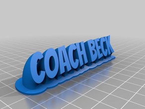coach beck nameplate office customized 3d print model - Mito3D