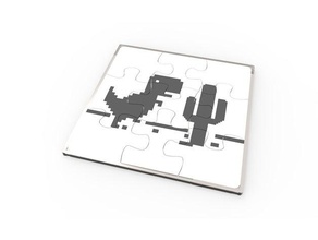 Chrom-dino-puzzle Rätsel Kaktus chrome dino Dinosaurier puzzle 3d print model - Mito3D