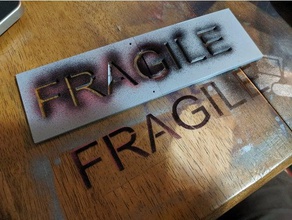 fragile stencil scatole di spedizione segni e loghi 2 parte casella ender 3 pro stncils 3d print model - Mito3D