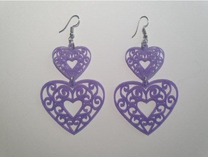 earring heart duo jewelry 3d printing earrings valentine valentines day gifts violet 3d print model - Mito3D