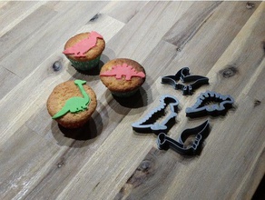 dinosaurio de la galleta cortador fondant cocina y comedor 3d print model - Mito3D