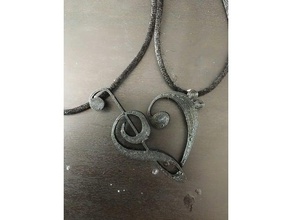 clef heart necklace charms jewelry bass clef music necklace charm treble clef
