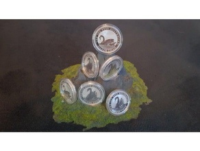 6x 1 oz m nze coin stand silver swan maple leaf kookaburra krugerrand jewelry holder 3d print model - Mito3D