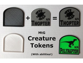 mtg fichas de criatura capacidades 2 partes juegos habilidades la magia recolección mtgcounters tablero mesa juego token los tokens 3d print model - Mito3D