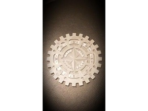 engineering compass coaster decor rose gears 3d print model - Mito3D