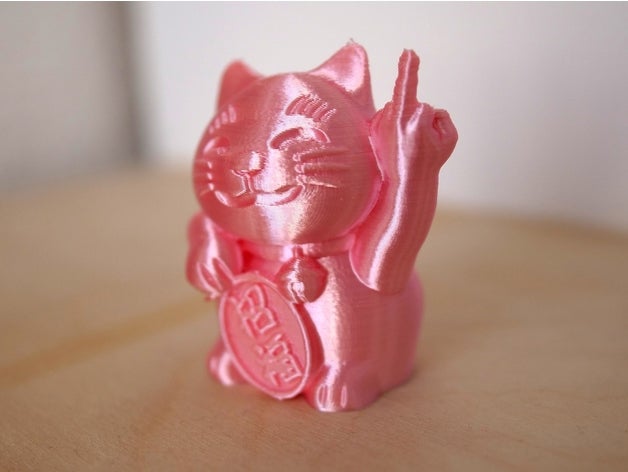 naka yubi neko rude cat sculptures gnome immature luck lucky maneki manekineko middle finger 3D print model - Mito3D