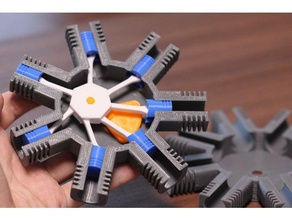 7 cylinder radial engine model mechanical toys aircraft airplane engineering hand crank cranked toy piston fan rotary working 3d print model - Mito3D
