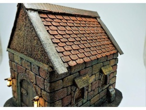 yeni çatılar mm boyutları evi d&d, warhammer minyatürleri farklı 28 dnd minyatür fayans ev house rood 3d print model - Mito3D