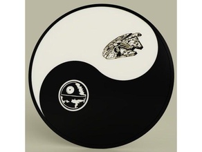 starwars - ying yang death star millenium falcon 2d art 2dart wall fun millennium painting wars ying-yang yinyang yin 3d print model - Mito3D