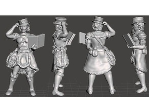 steampunk sorceress games 28mm book caster dragons dungeons female lady mini punk steam tabletop vials war wargame wizard 3d print model - Mito3D