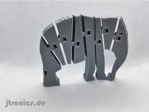 flexi articulated elephant animals animal flex flexible 3d print model - Mito3D