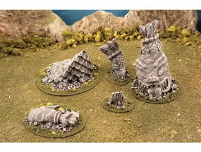 crumbled jungle statue toy & game accessories 28mm miniature wargame terrain wargaming warhammer fantasy 3d print model - Mito3D