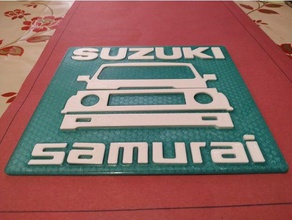 suzuki samurai logo - plate automotive 4x4 offroad sj410 sj413 3d print model - Mito3D