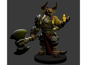 minotaur paladin fighter barbarian miniature toy & game accessories 3dprintable dungeons dragons tabletop 3d print model - Mito3D