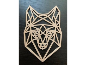 low poly loup husky visage 2d art wolf 3d print model - Mito3D