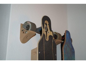 electric longboard wallmount 96mm wheels skateboard wall hanger mount 3d print model - Mito3D