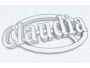 claudia Namensschild Schlüsselanhänger 3d print model - Mito3D