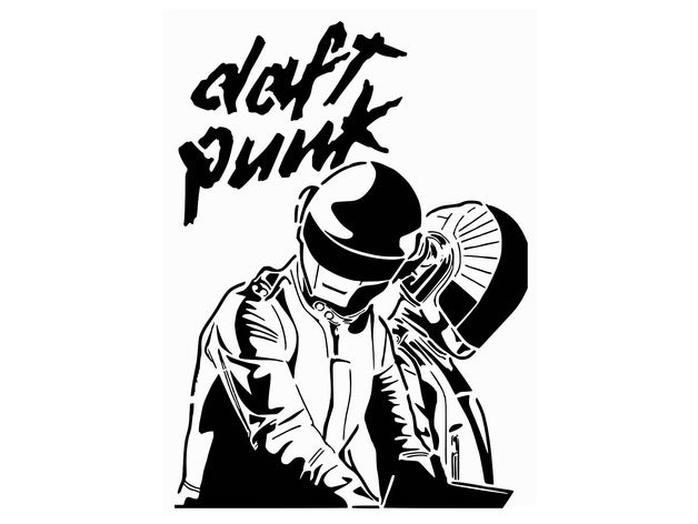 daft punk plantilla 2 Arte en 2d la música galería de símbolos 3D print model - Mito3D