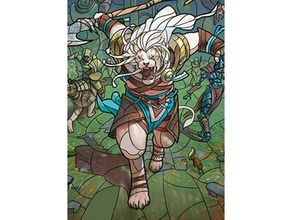 ajani greathearted - stained glass litho art lithophane mtg planeswalker 3d print model - Mito3D