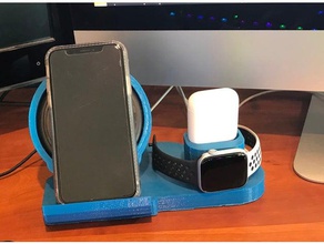 wireless phone charger 3d printing desktopfusion fusion360challenge airpods apple watch charging station desk iphone 3d print model - Mito3D
