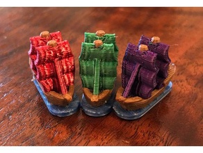catan seafairers - pirate ship no seafoam so sails can player color games mosaic palette multicolor settlers 3d print model - Mito3D