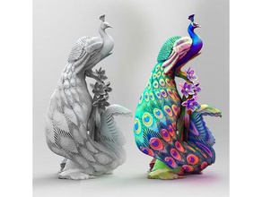 peacock2 nicht drucken unterstützen Tiere Vogel exotischer Pfau 3d print model - Mito3D
