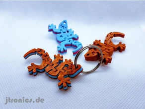 flexi articulated gecko keychain dual color animals animal extrusion material flex flexible jtronics keychains um3 3d print model - Mito3D