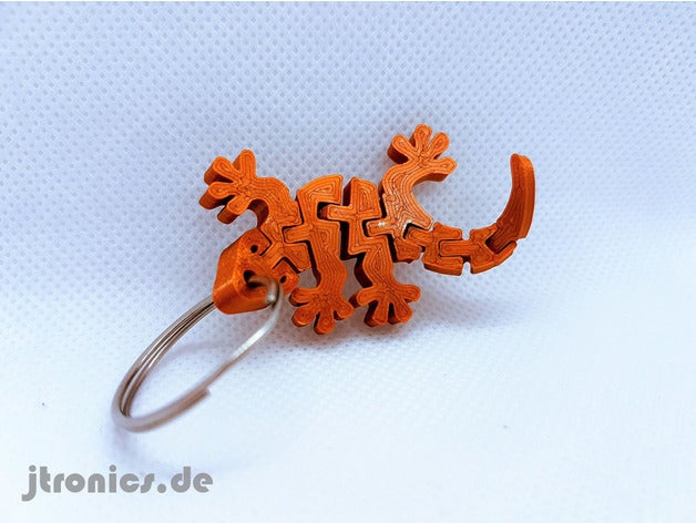 flexi articulated gecko keychain animals animal costume dual extrusion material flex flexible jtronics keychains um3 3D print model - Mito3D