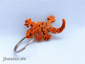 flexi articulated gecko keychain animals animal costume dual extrusion material flex flexible jtronics keychains um3 3d print model - Mito3D