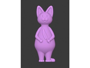 knife cat animals anthro anthropomorphic cute decoration kitty statue threatening toy upright 3d print model - Mito3D