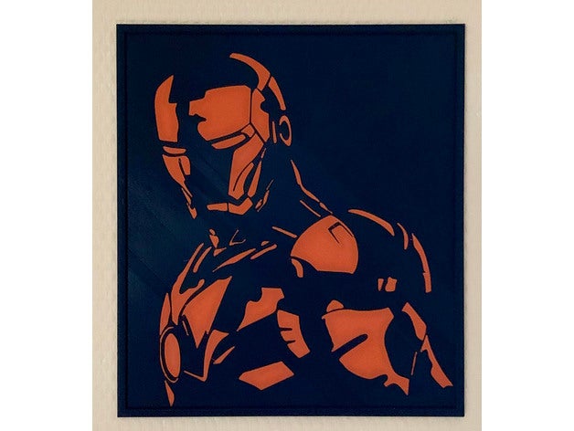 iron man 2d portrait art 3D print model - Mito3D