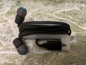 earphone wrap usb type-c earphones openscad music case holder tidy 3d print model - Mito3D